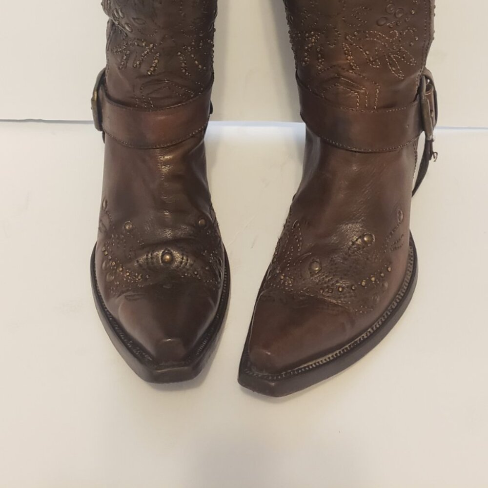 Corral Brand, Western Cowboy boots size 9, tall, leather embellishments, zippers